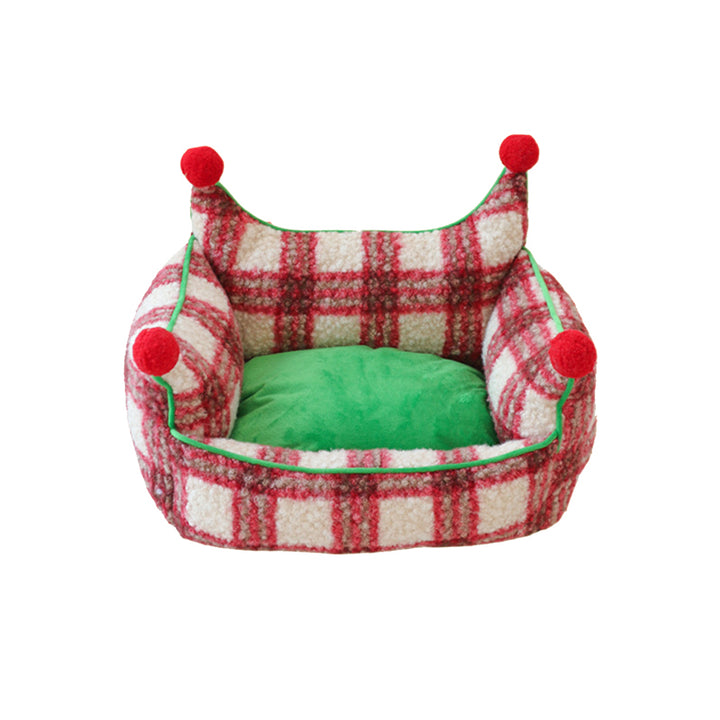 Contemporary Creative Short Velvet PP Cotton Cat Bed With Removable Pad For Living Room &amp; Bedroom