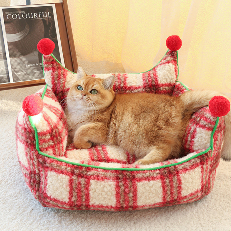 Contemporary Creative Short Velvet PP Cotton Cat Bed With Removable Pad For Living Room &amp; Bedroom