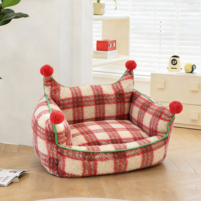 Contemporary Creative Short Velvet PP Cotton Cat Bed With Removable Pad For Living Room &amp; Bedroom