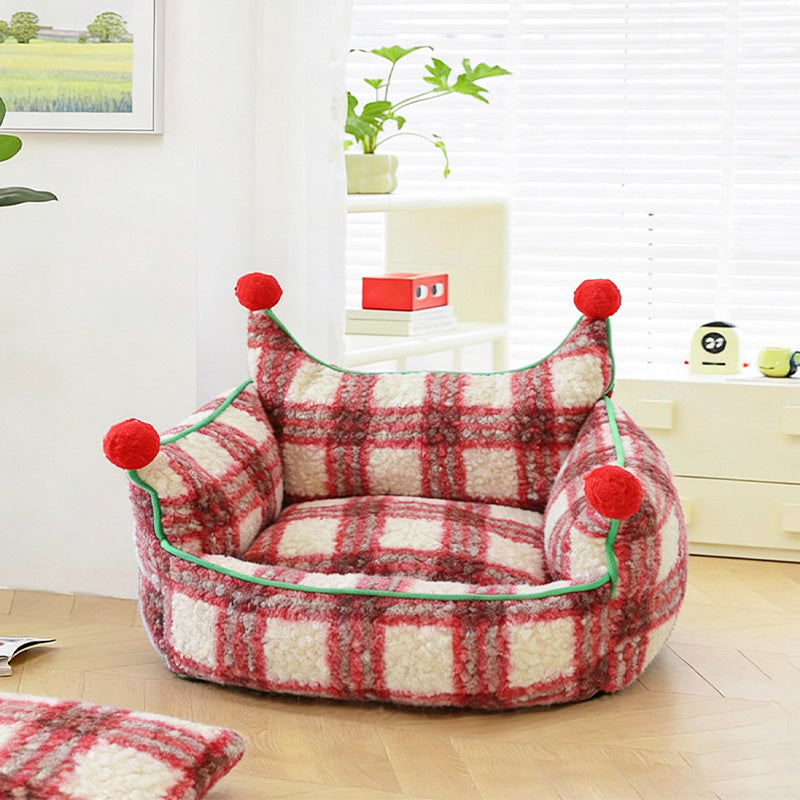 Contemporary Creative Short Velvet PP Cotton Cat Bed With Removable Pad For Living Room &amp; Bedroom