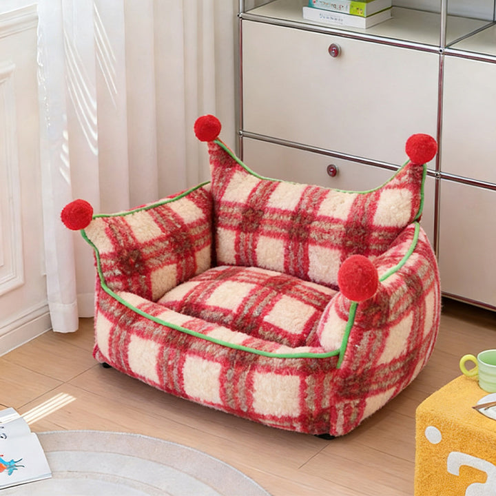 Contemporary Creative Short Velvet PP Cotton Cat Bed With Removable Pad For Living Room & Bedroom