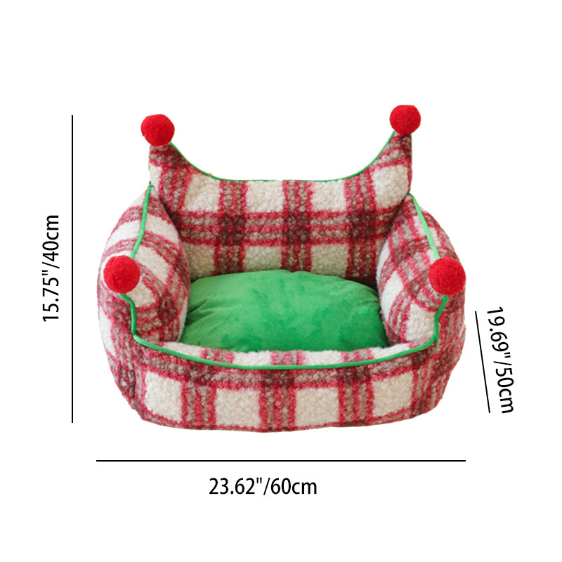 Contemporary Creative Short Velvet PP Cotton Cat Bed With Removable Pad For Living Room &amp; Bedroom