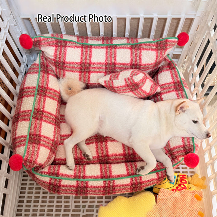 Contemporary Creative Short Velvet PP Cotton Cat Bed With Removable Pad For Living Room &amp; Bedroom