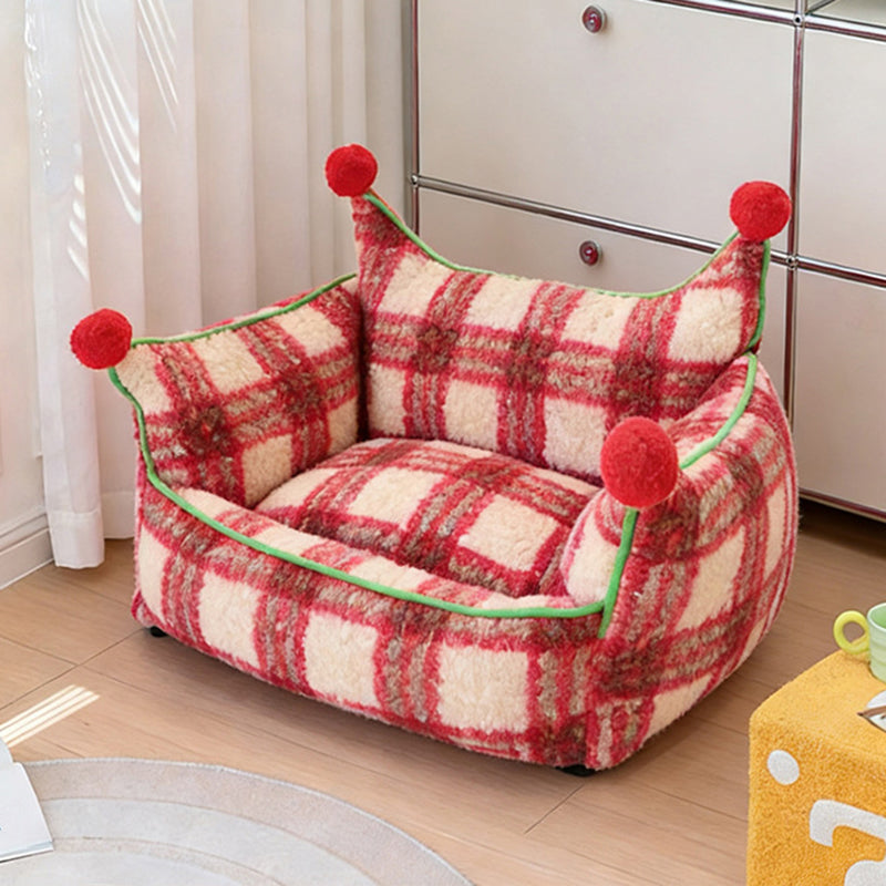 Contemporary Creative Short Velvet PP Cotton Cat Bed With Removable Pad For Living Room &amp; Bedroom