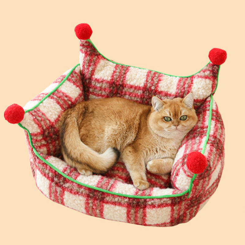 Contemporary Creative Short Velvet PP Cotton Cat Bed With Removable Pad For Living Room &amp; Bedroom
