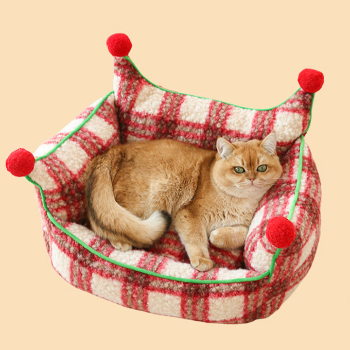 Contemporary Creative Short Velvet PP Cotton Cat Bed With Removable Pad For Living Room &amp; Bedroom