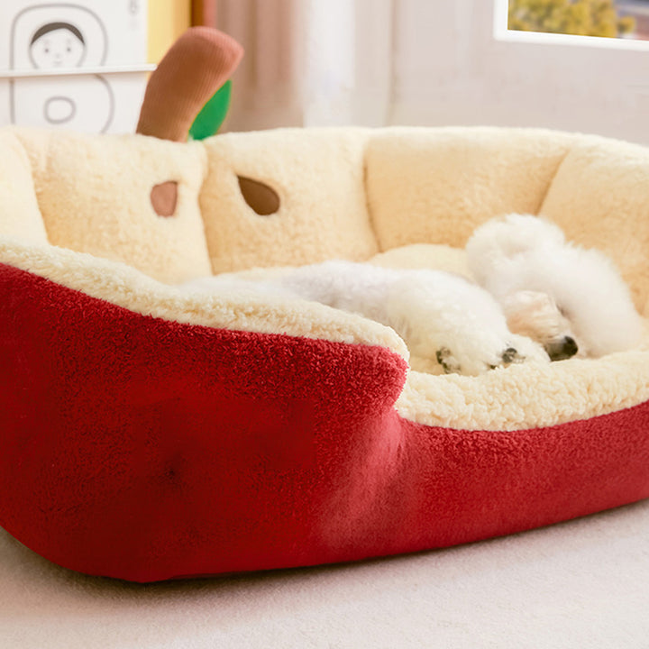 Moderne kreative Katzenhöhle in Ellipsen- und Apfelform aus Milk Velvet und Baumwollsamt für Wohnzimmer &amp; Schlafzimmer 