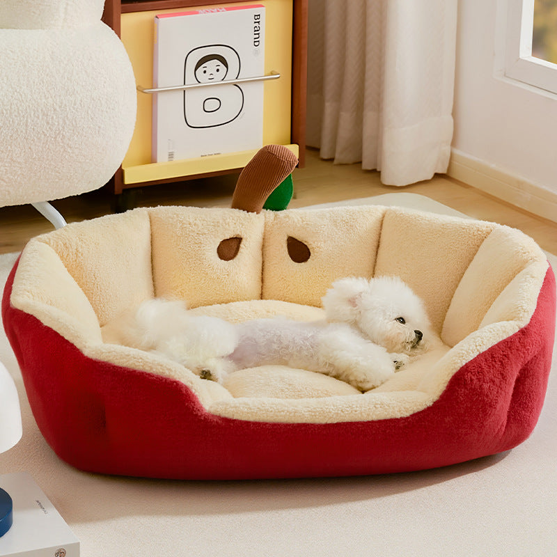 Moderne kreative Katzenhöhle in Ellipsen- und Apfelform aus Milk Velvet und Baumwollsamt für Wohnzimmer &amp; Schlafzimmer 