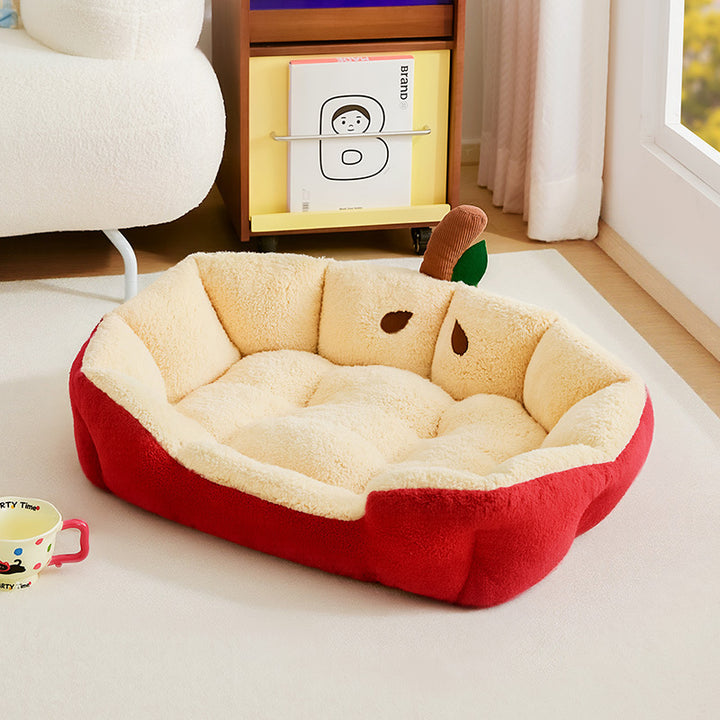 Moderne kreative Katzenhöhle in Ellipsen- und Apfelform aus Milk Velvet und Baumwollsamt für Wohnzimmer &amp; Schlafzimmer 