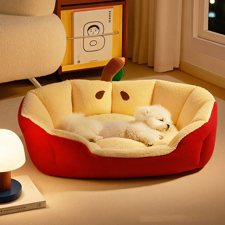 Moderne kreative Katzenhöhle in Ellipsen- und Apfelform aus Milk Velvet und Baumwollsamt für Wohnzimmer &amp; Schlafzimmer 