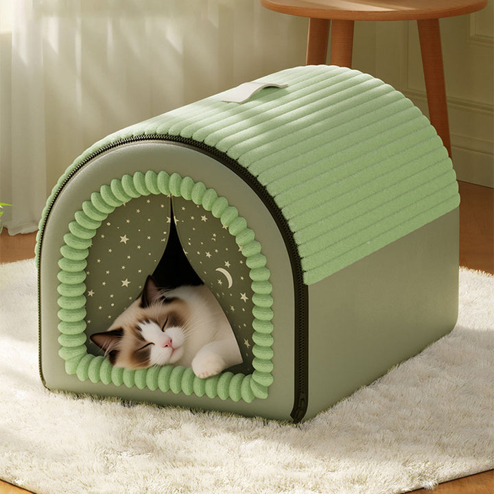 Cama para gato plegable con arco, de terciopelo minimalista moderno, esponja y algodón PP, para sala de estar y dormitorio 