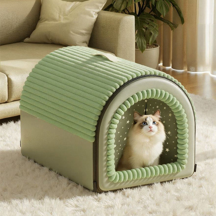 Cama para gato plegable con arco, de terciopelo minimalista moderno, esponja y algodón PP, para sala de estar y dormitorio 