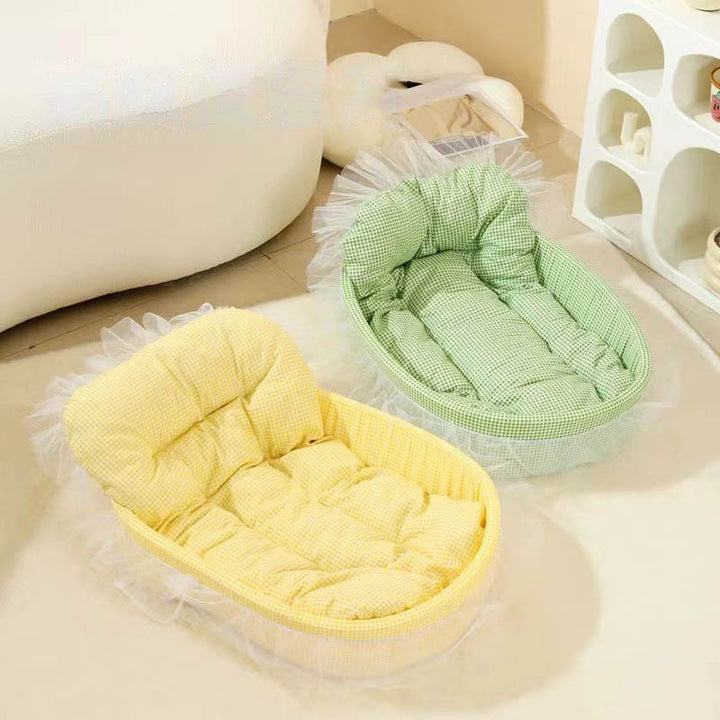 Modern Minimalist Polyester Sponge Oval Cat Bed For Living Room & Bedroom
