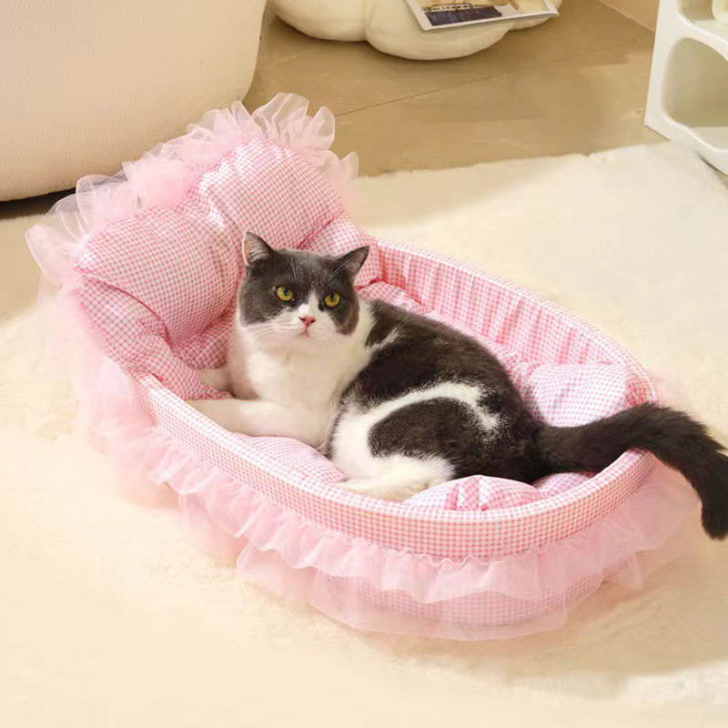 Modernes minimalistisches ovales Katzenbett aus Polyester und Schwamm für Wohnzimmer &amp; Schlafzimmer 