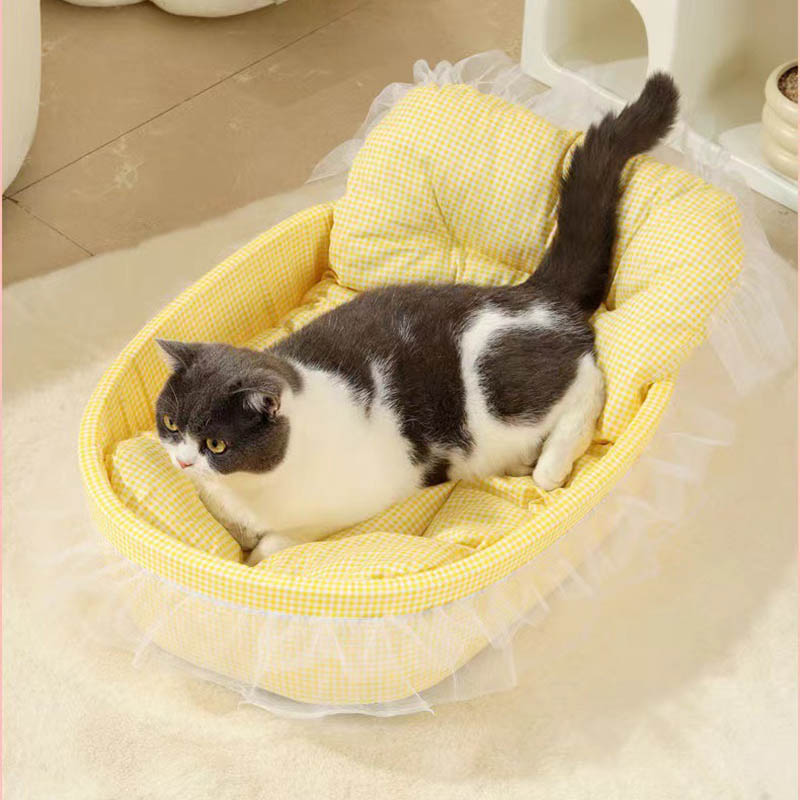 Modernes minimalistisches ovales Katzenbett aus Polyester und Schwamm für Wohnzimmer &amp; Schlafzimmer 