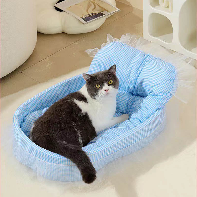 Modernes minimalistisches ovales Katzenbett aus Polyester und Schwamm für Wohnzimmer &amp; Schlafzimmer 