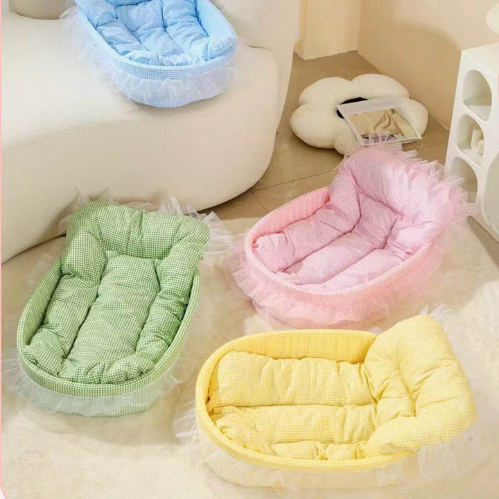 Modernes minimalistisches ovales Katzenbett aus Polyester und Schwamm für Wohnzimmer &amp; Schlafzimmer 