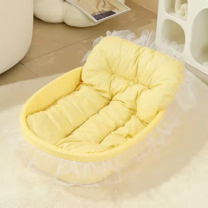 Modern Minimalist Polyester Sponge Oval Cat Bed For Living Room & Bedroom