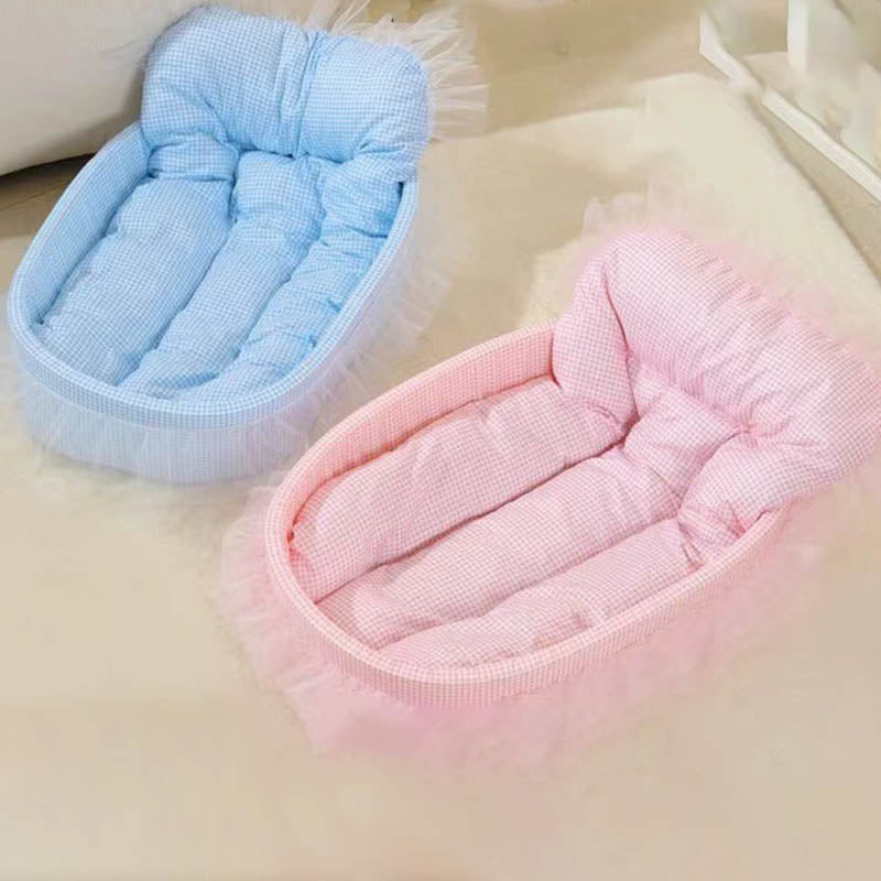 Modernes minimalistisches ovales Katzenbett aus Polyester und Schwamm für Wohnzimmer &amp; Schlafzimmer 