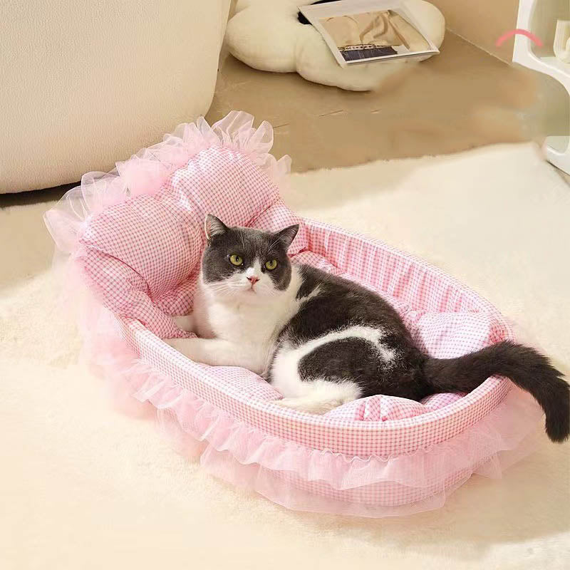 Modernes minimalistisches ovales Katzenbett aus Polyester und Schwamm für Wohnzimmer &amp; Schlafzimmer 