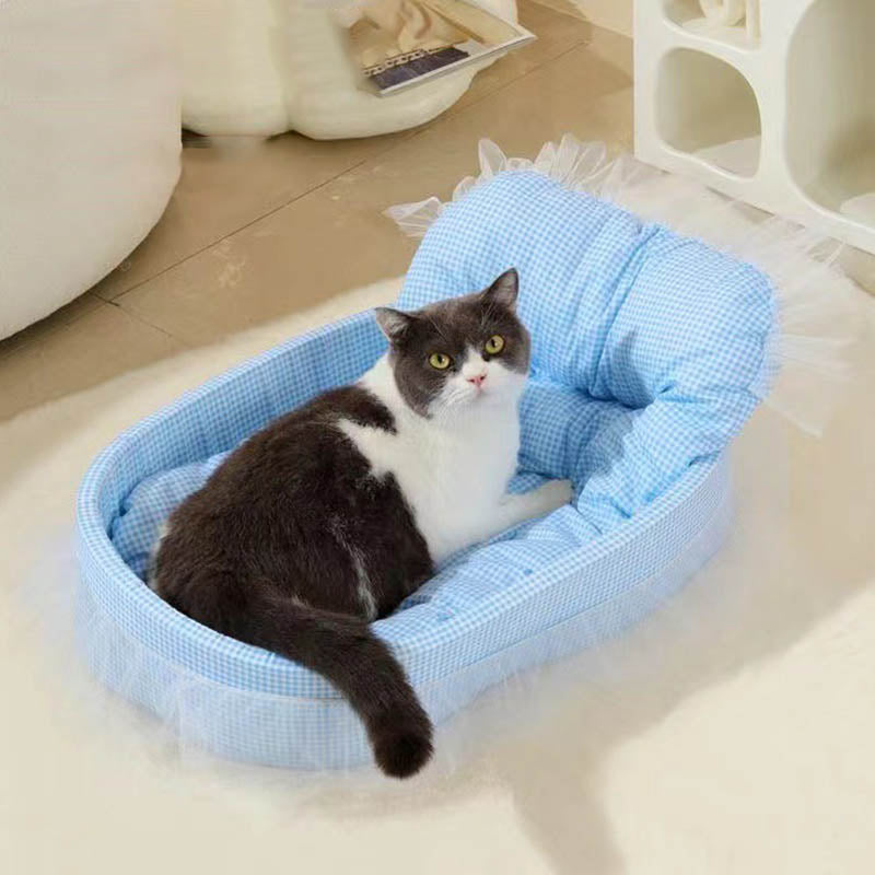 Modernes minimalistisches ovales Katzenbett aus Polyester und Schwamm für Wohnzimmer &amp; Schlafzimmer 