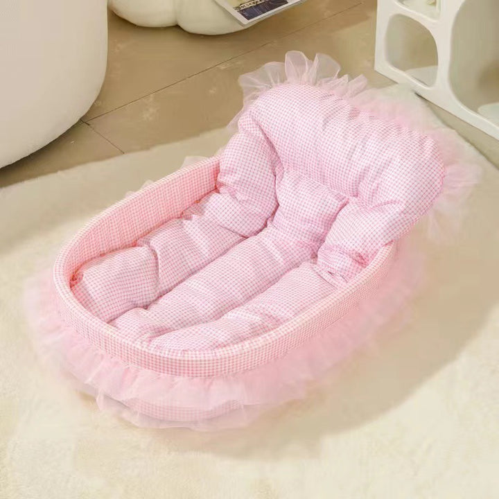 Modernes minimalistisches ovales Katzenbett aus Polyester und Schwamm für Wohnzimmer &amp; Schlafzimmer 