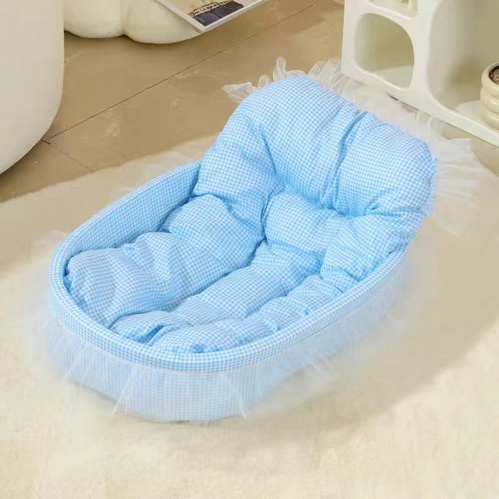 Modern Minimalist Polyester Sponge Oval Cat Bed For Living Room & Bedroom