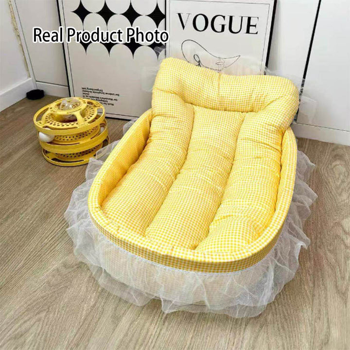 Modernes minimalistisches ovales Katzenbett aus Polyester und Schwamm für Wohnzimmer &amp; Schlafzimmer 