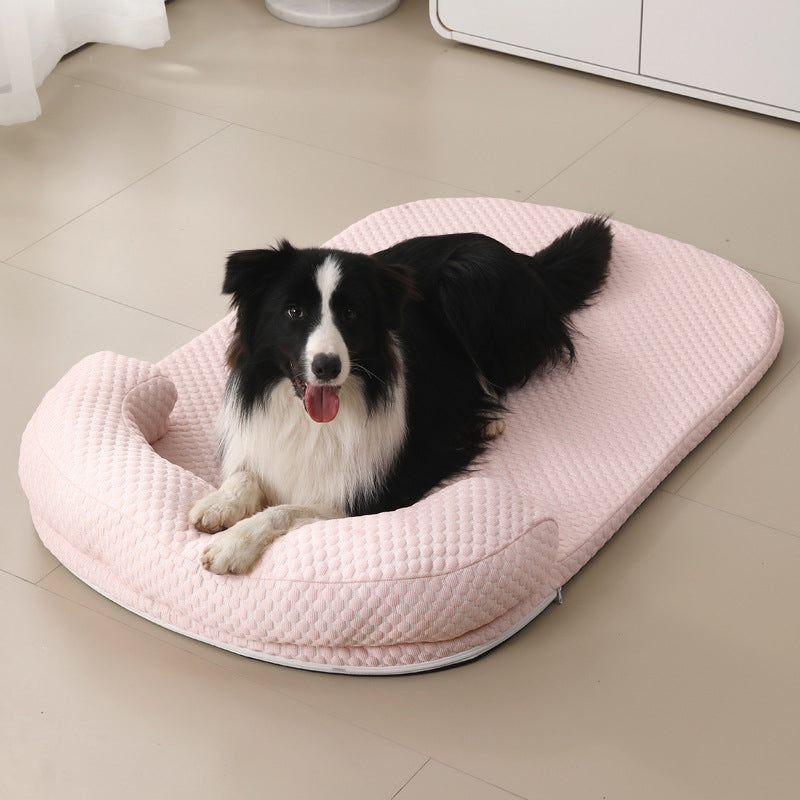 Cama ovalada para perro de esponja de seda helada, algodón PP y estilo minimalista moderno para sala de estar y dormitorio 