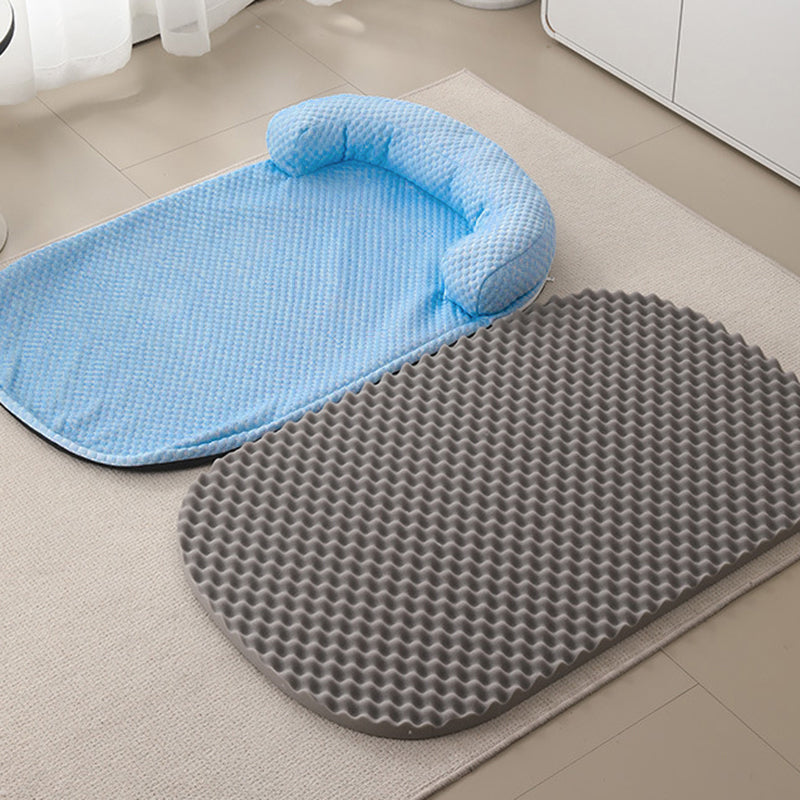 Cama ovalada para perro de esponja de seda helada, algodón PP y estilo minimalista moderno para sala de estar y dormitorio 