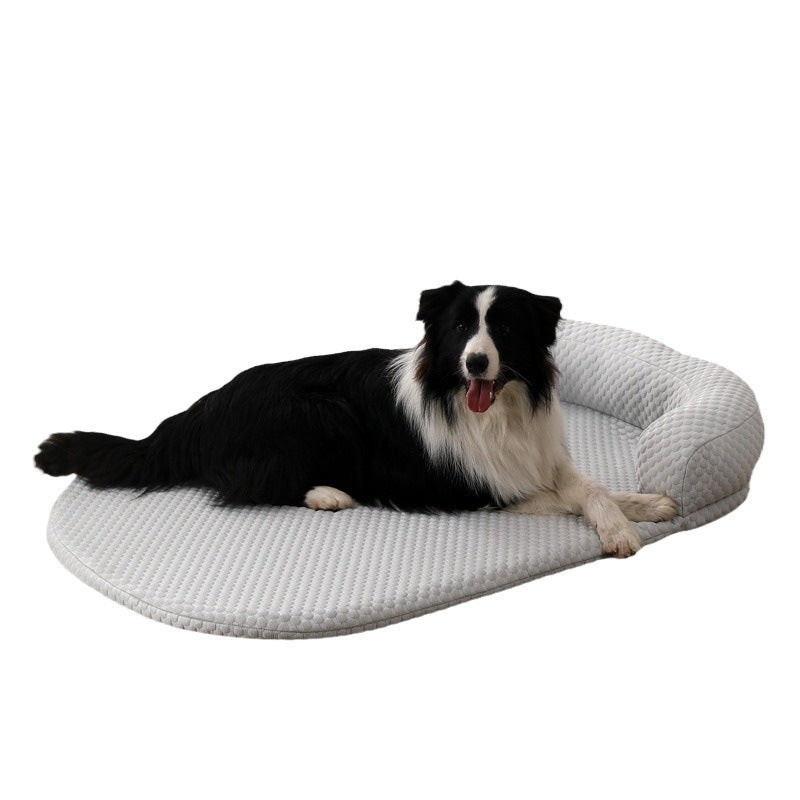 Cama ovalada para perro de esponja de seda helada, algodón PP y estilo minimalista moderno para sala de estar y dormitorio 