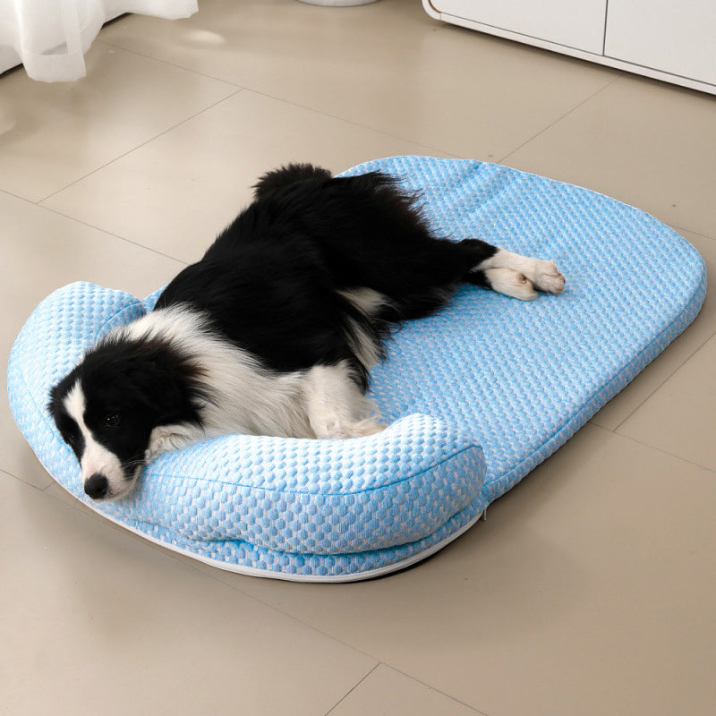 Cama ovalada para perro de esponja de seda helada, algodón PP y estilo minimalista moderno para sala de estar y dormitorio 
