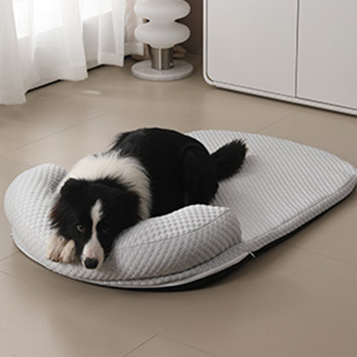 Cama ovalada para perro de esponja de seda helada, algodón PP y estilo minimalista moderno para sala de estar y dormitorio 