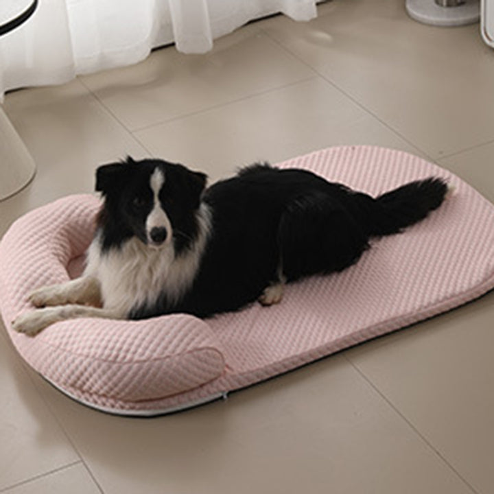 Cama ovalada para perro de esponja de seda helada, algodón PP y estilo minimalista moderno para sala de estar y dormitorio 