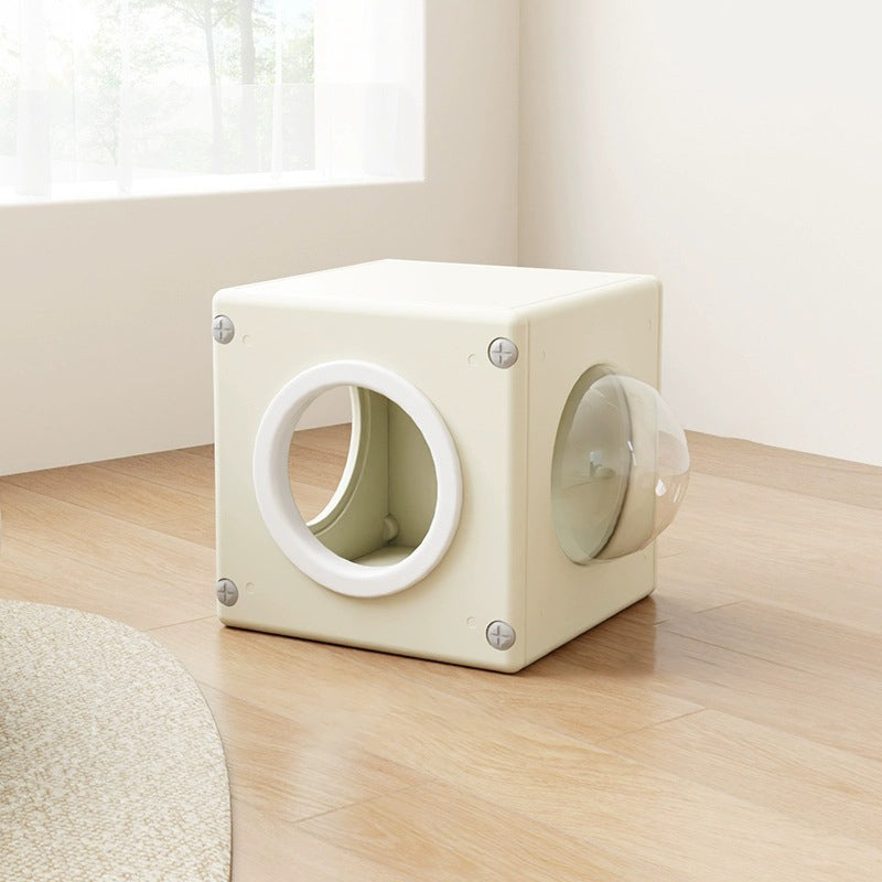 Modern Minimalist Resin PET Square Cat Bed 1-Toy Ball &amp; Interchangeable Design For Living Room &amp; Bedroom