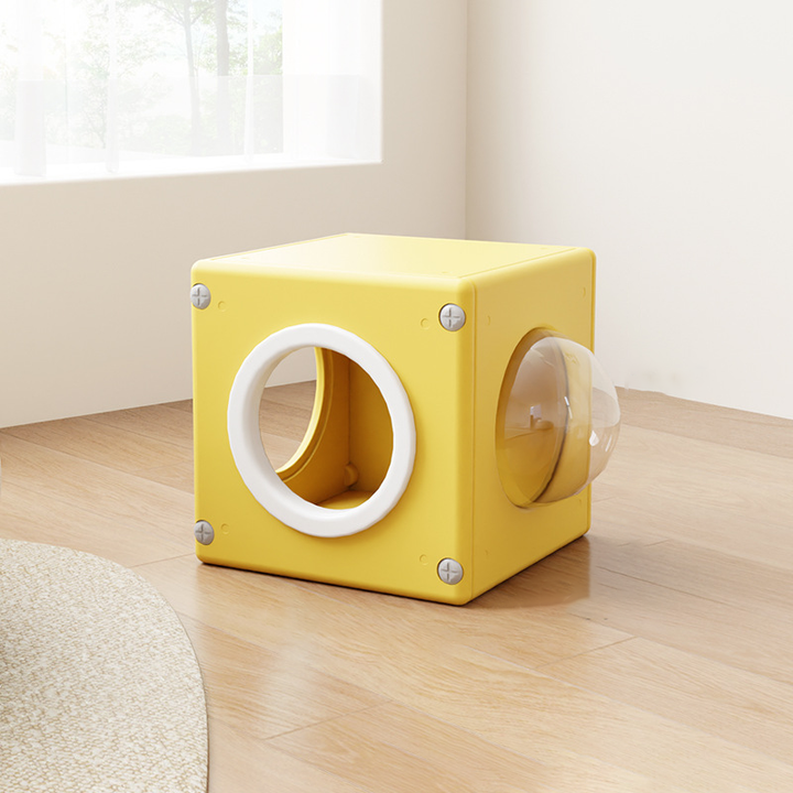 Modern Minimalist Resin PET Square Cat Bed 1-Toy Ball & Interchangeable Design For Living Room & Bedroom