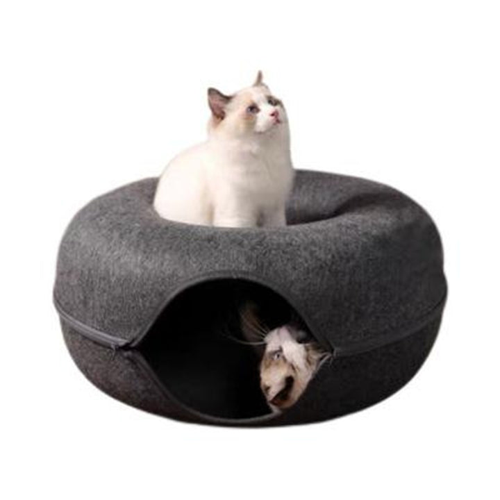 Modern Minimalist Felt Round Cat Bed With Zipper Design For Living Room &amp; Bedroom