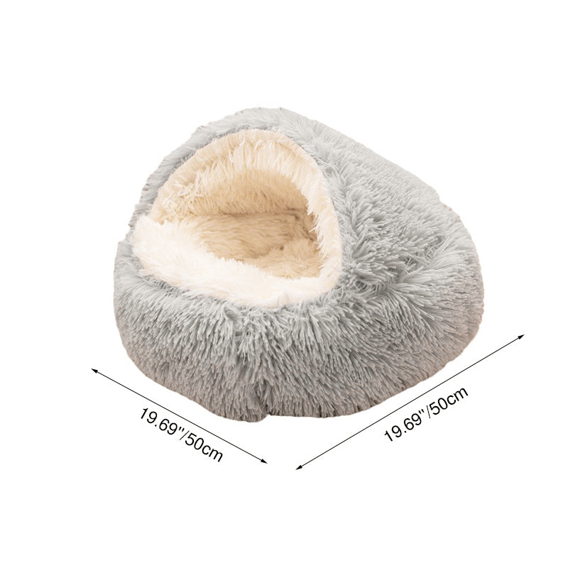 Modern Minimalist Long Velvet PP Cotton Round Cat Bed For Living Room &amp; Bedroom