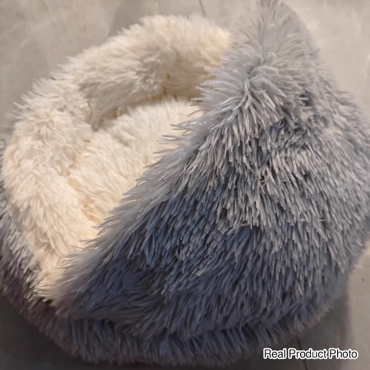 Modern Minimalist Long Velvet PP Cotton Round Cat Bed For Living Room &amp; Bedroom