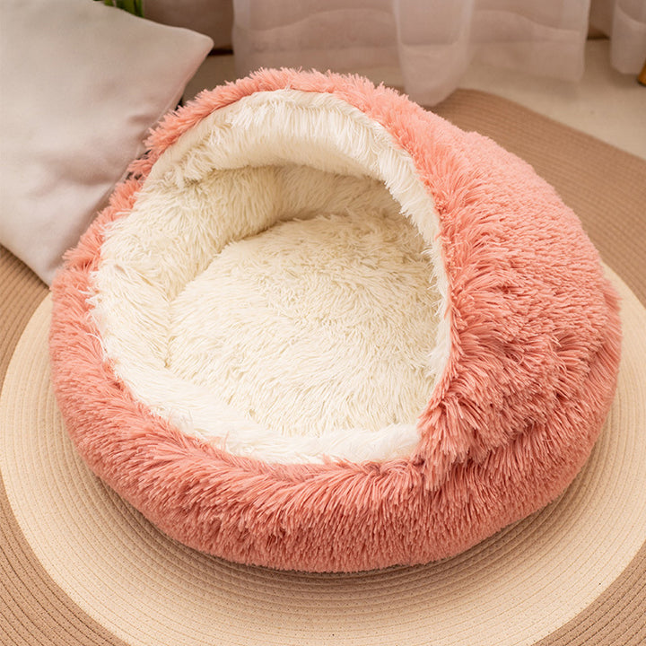 Modern Minimalist Long Velvet PP Cotton Round Cat Bed For Living Room &amp; Bedroom