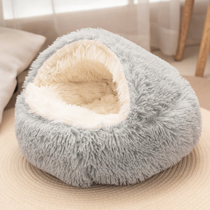 Modern Minimalist Long Velvet PP Cotton Round Cat Bed For Living Room &amp; Bedroom