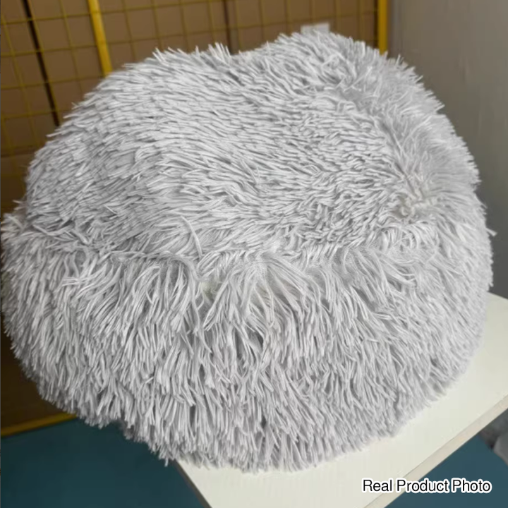 Modern Minimalist Long Velvet PP Cotton Round Cat Bed For Living Room &amp; Bedroom