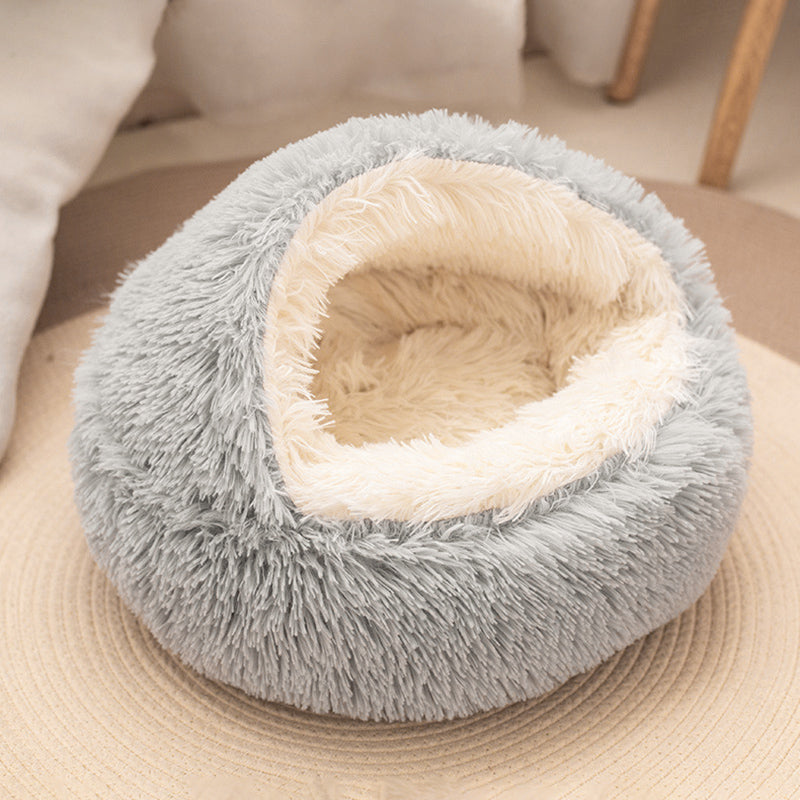 Modern Minimalist Long Velvet PP Cotton Round Cat Bed For Living Room &amp; Bedroom