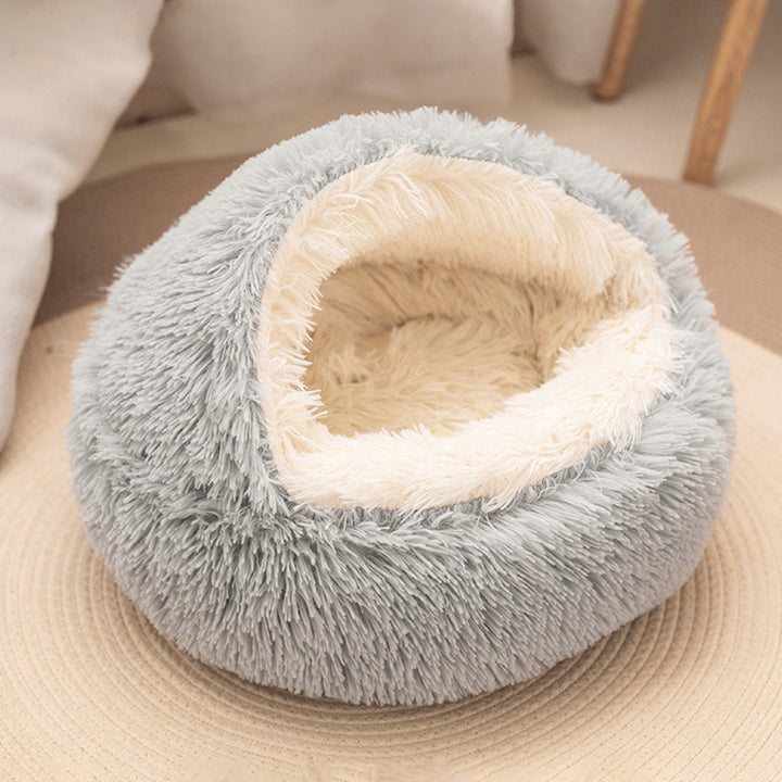 Modern Minimalist Long Velvet PP Cotton Round Cat Bed For Living Room &amp; Bedroom