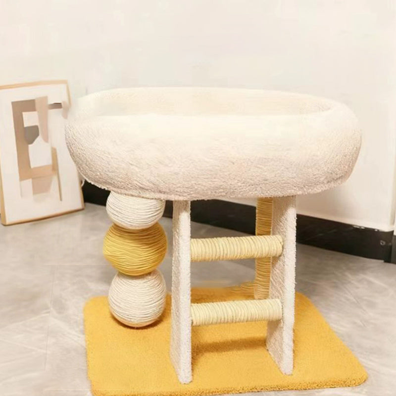 Moderner minimalistischer rechteckiger Katzenbaum und Katzenhöhlen aus MDF, Samt und Sisal, 1 Höhle, 1 Leiter, 2 Kratzsäulen, für das Wohnzimmer 