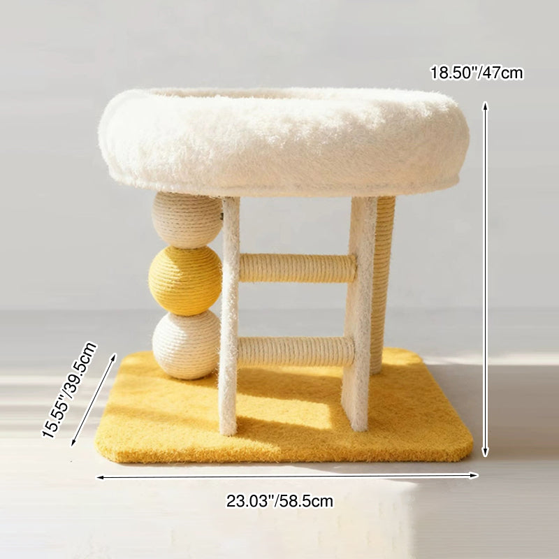 Moderner minimalistischer rechteckiger Katzenbaum und Katzenhöhlen aus MDF, Samt und Sisal, 1 Höhle, 1 Leiter, 2 Kratzsäulen, für das Wohnzimmer 
