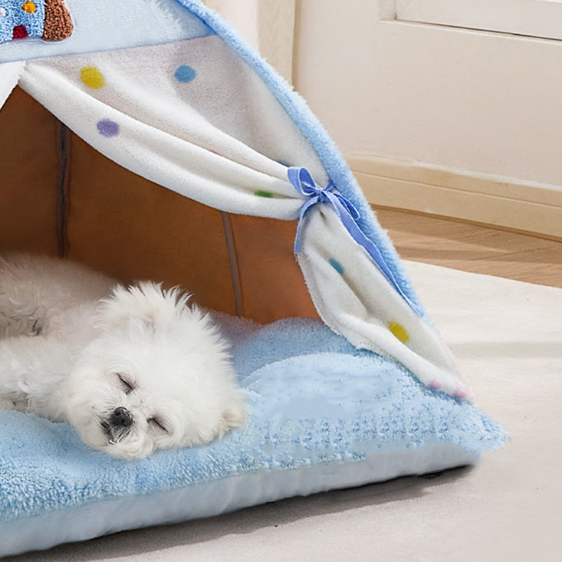 Contemporary Creative Crystal Velvet Cotton Velvet Arched Cat Bed Semi-Enclosed Pet House For Living Room &amp; Bedroom