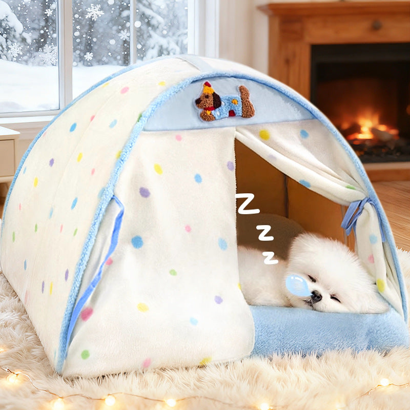 Contemporary Creative Crystal Velvet Cotton Velvet Arched Cat Bed Semi-Enclosed Pet House For Living Room &amp; Bedroom