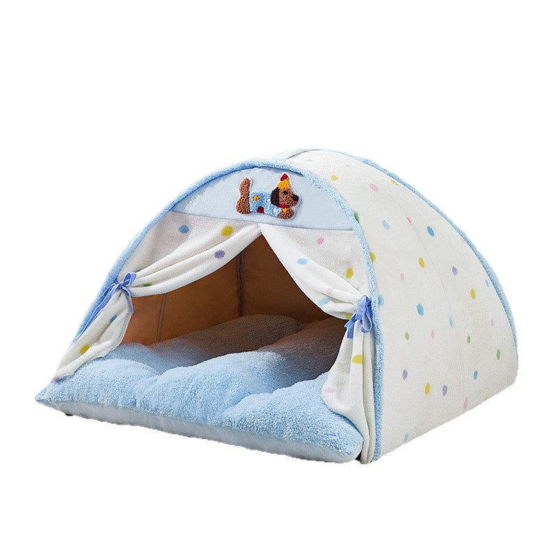 Contemporary Creative Crystal Velvet Cotton Velvet Arched Cat Bed Semi-Enclosed Pet House For Living Room &amp; Bedroom