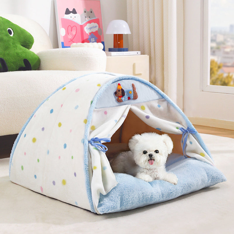 Contemporary Creative Crystal Velvet Cotton Velvet Arched Cat Bed Semi-Enclosed Pet House For Living Room &amp; Bedroom